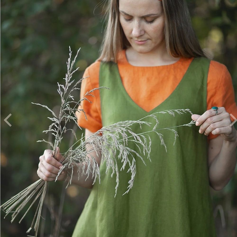Linenbee “Mary Lou” Pinafore Smock Handmade Sustainable Linen Dress